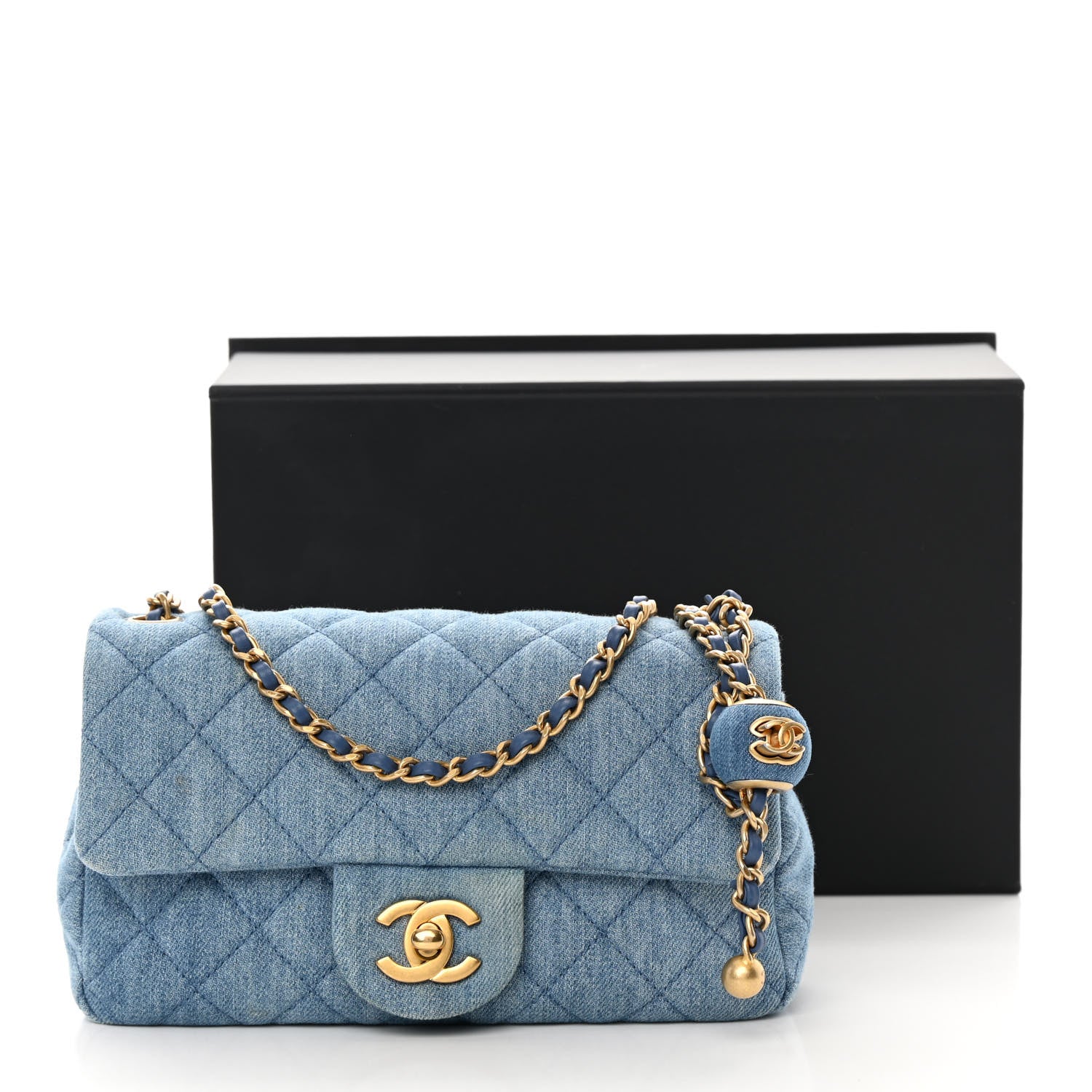 Chanel Denim Quilted Mini Pearl Crush Rectangular Flap Blue 11 of 11