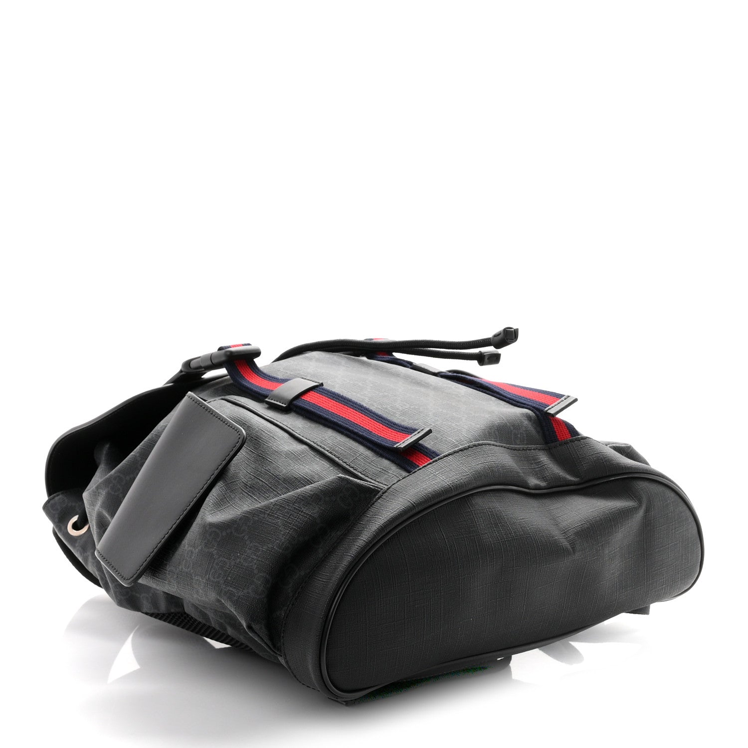 Gucci Soft GG Supreme Monogram Calfskin Web Double Buckle Backpack Black 3 of 9