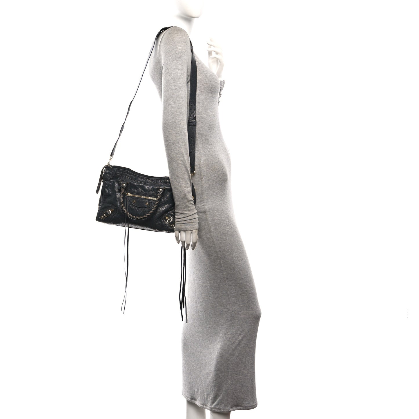 Agneau Classic Gold Hardware S City Gris Fossile