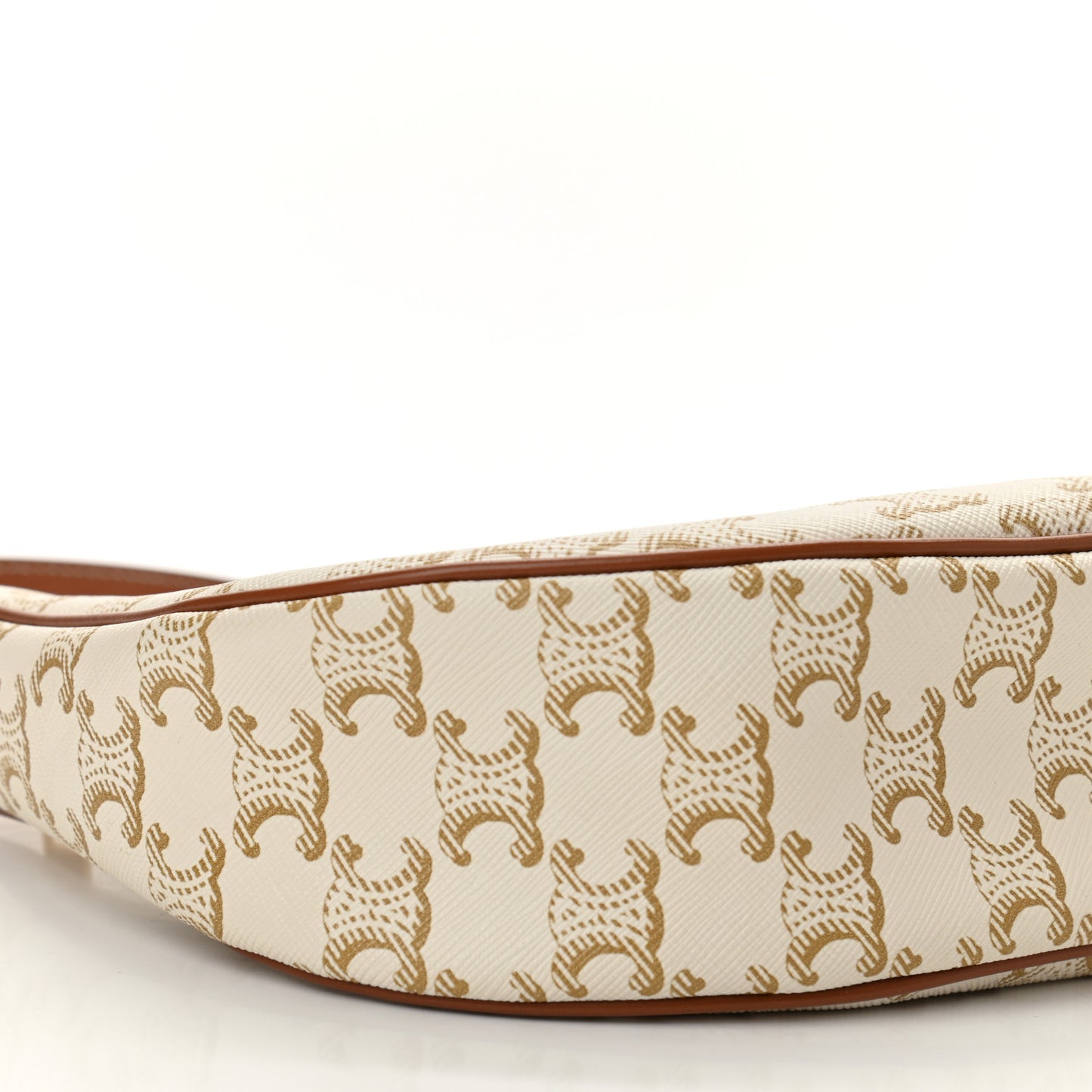 Canvas Calfskin Ava Triomphe Shoulder Bag White