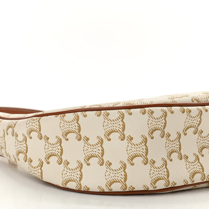 Celine Canvas Calfskin Ava Triomphe Shoulder Bag White 10 of 12