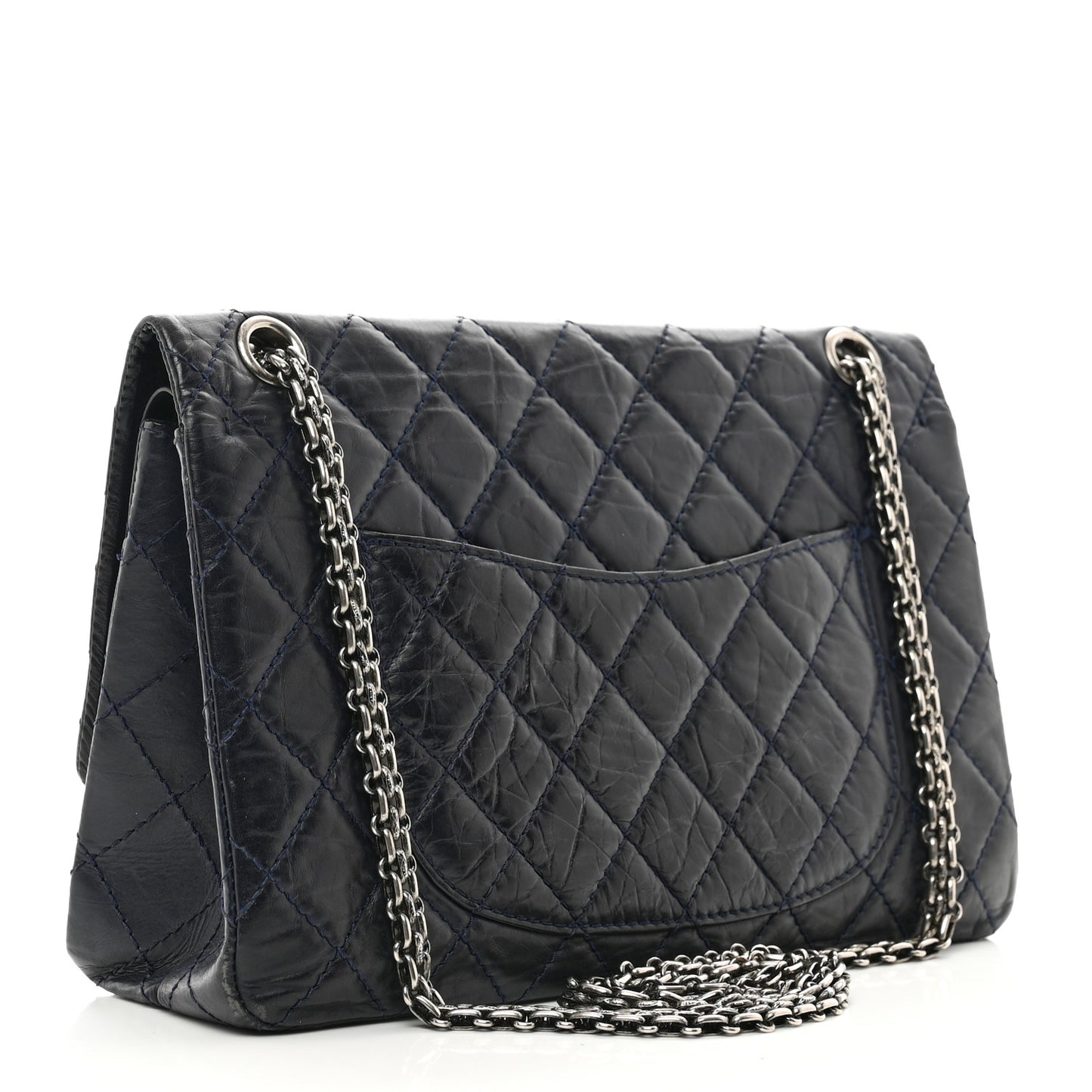 Aged Calfskin Quilted 2.55 Reissue 226 Flap Navy Blue