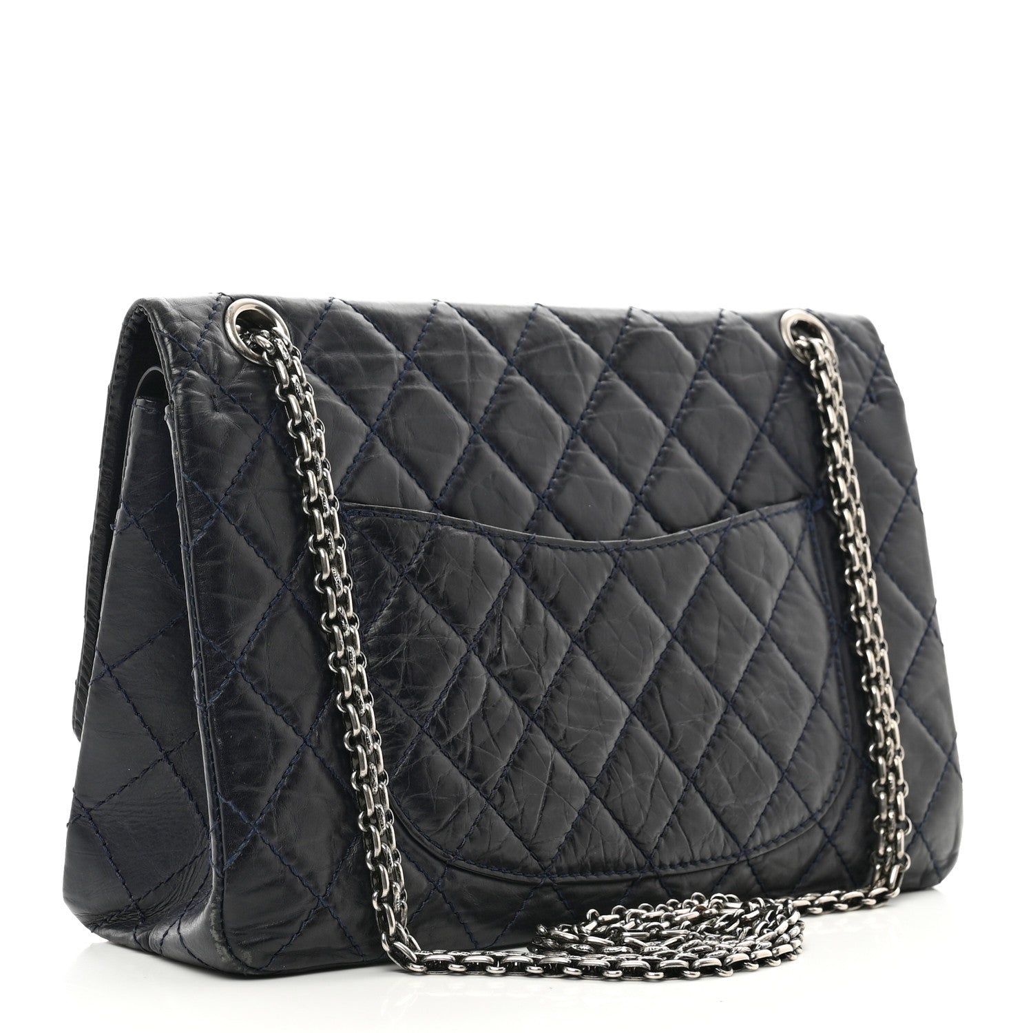 Chanel Aged Calfskin Quilted 2.55 Reissue 226 Flap Navy Blue 3 of 12