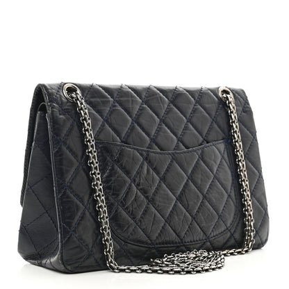 Chanel Aged Calfskin Quilted 2.55 Reissue 226 Flap Navy Blue 3 of 12