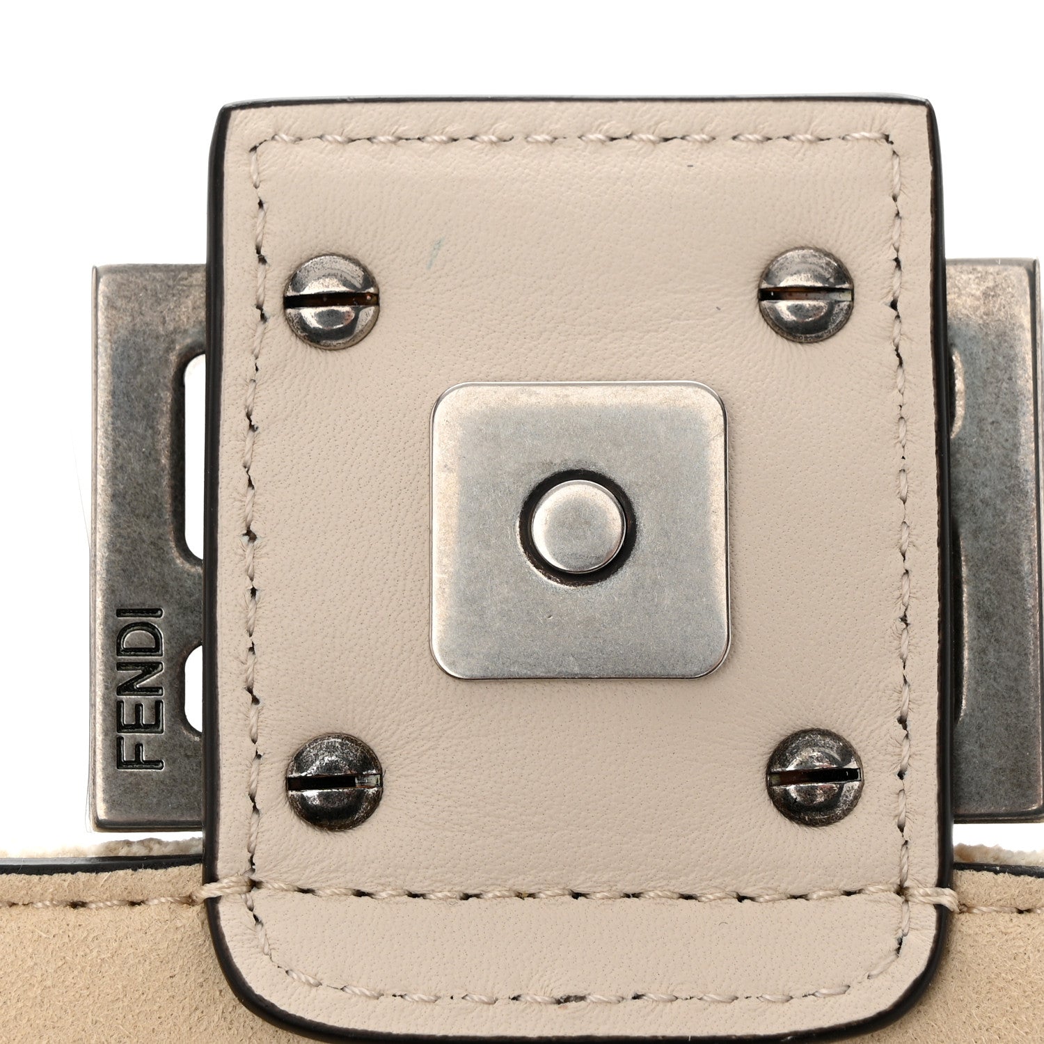 Fendi Chenille Vitello Seta FF Midi Chain Baguette White 12 of 12