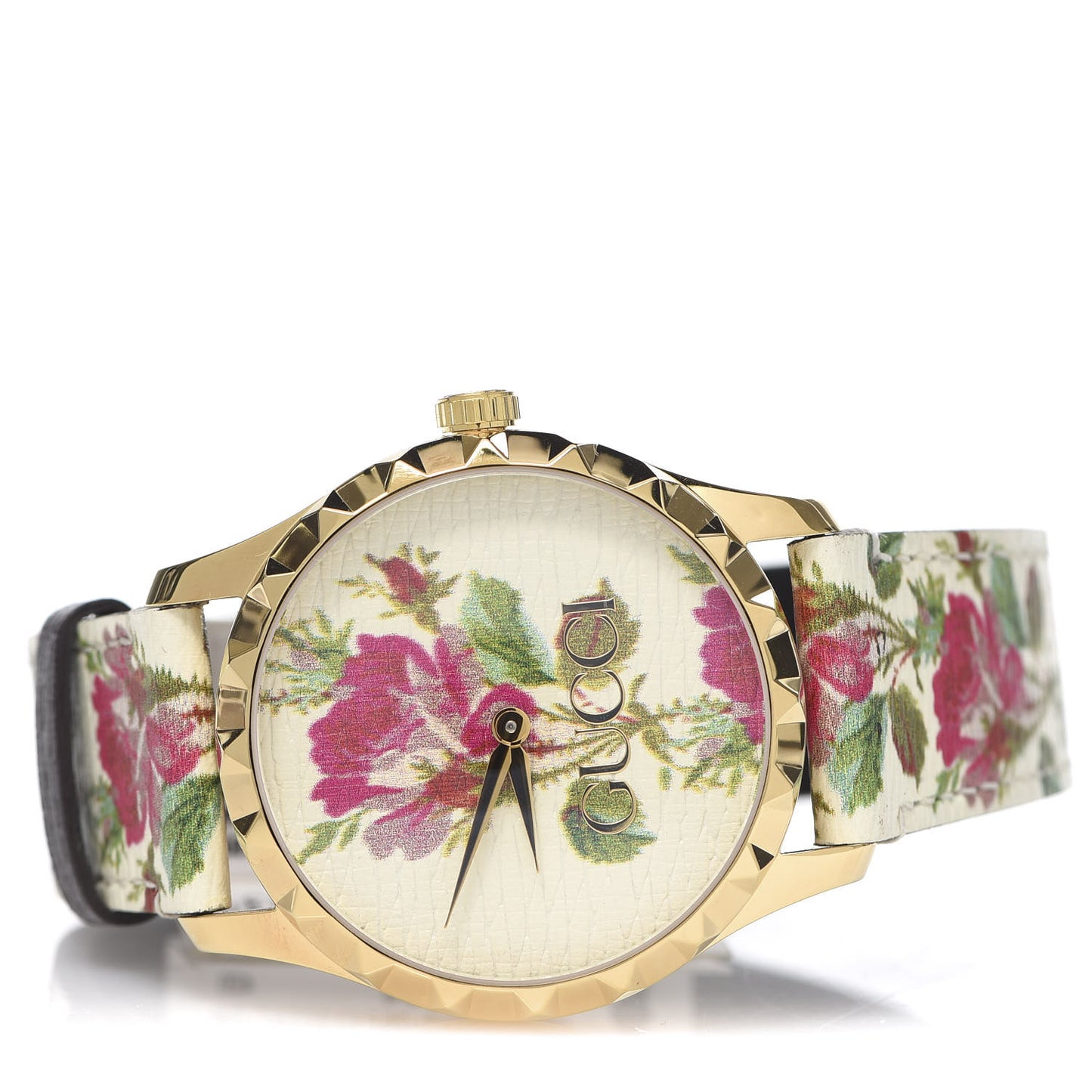 Stainless Steel Calfskin 38mm G-Timeless Floral Quartz Watch Ivory