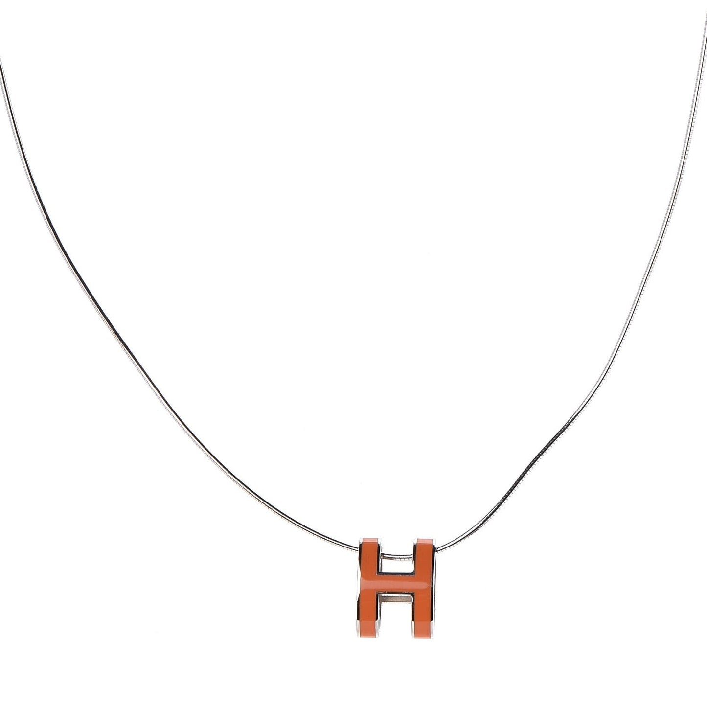 Lacquered Palladium Pop H Necklace Orange
