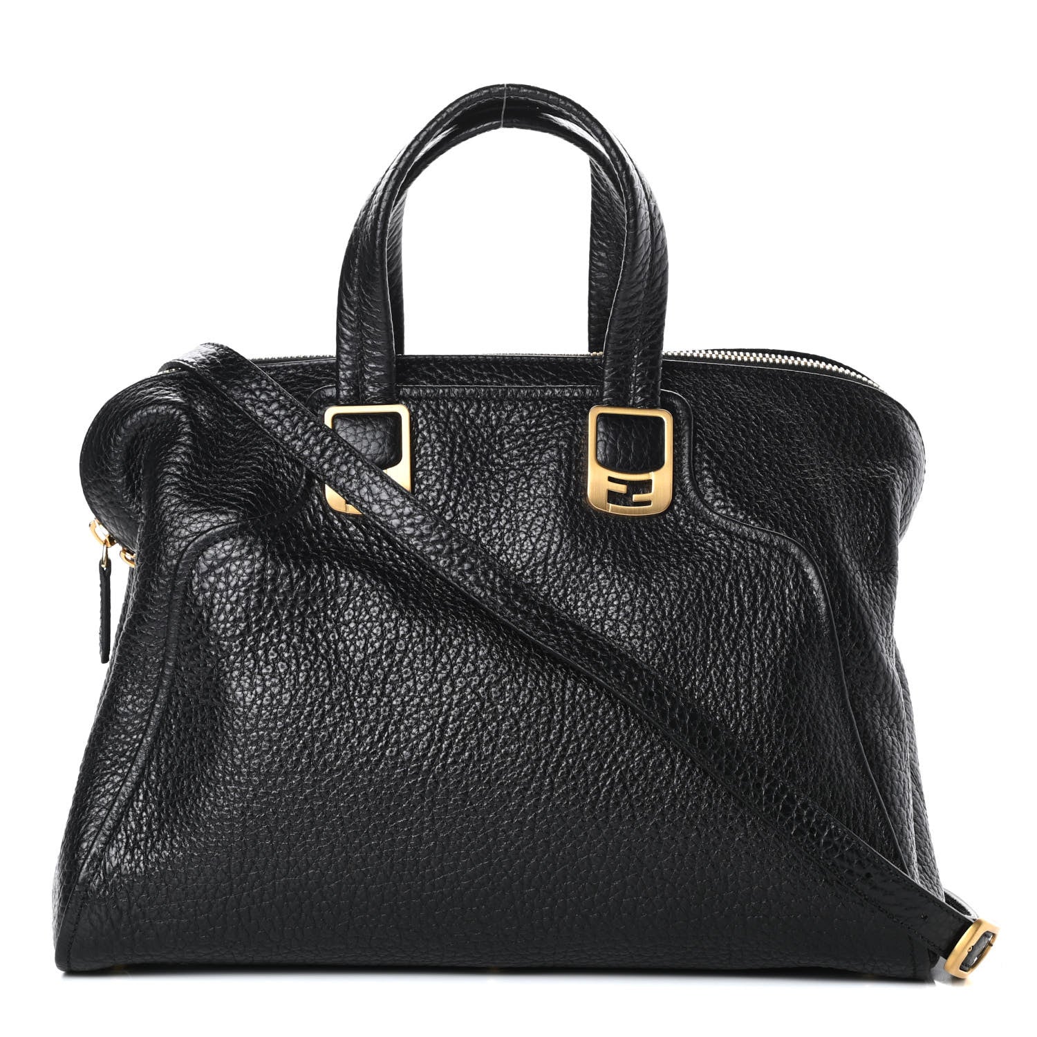 Fendi Pebbled Calfskin Large Chameleon Tote Black 1 of 10