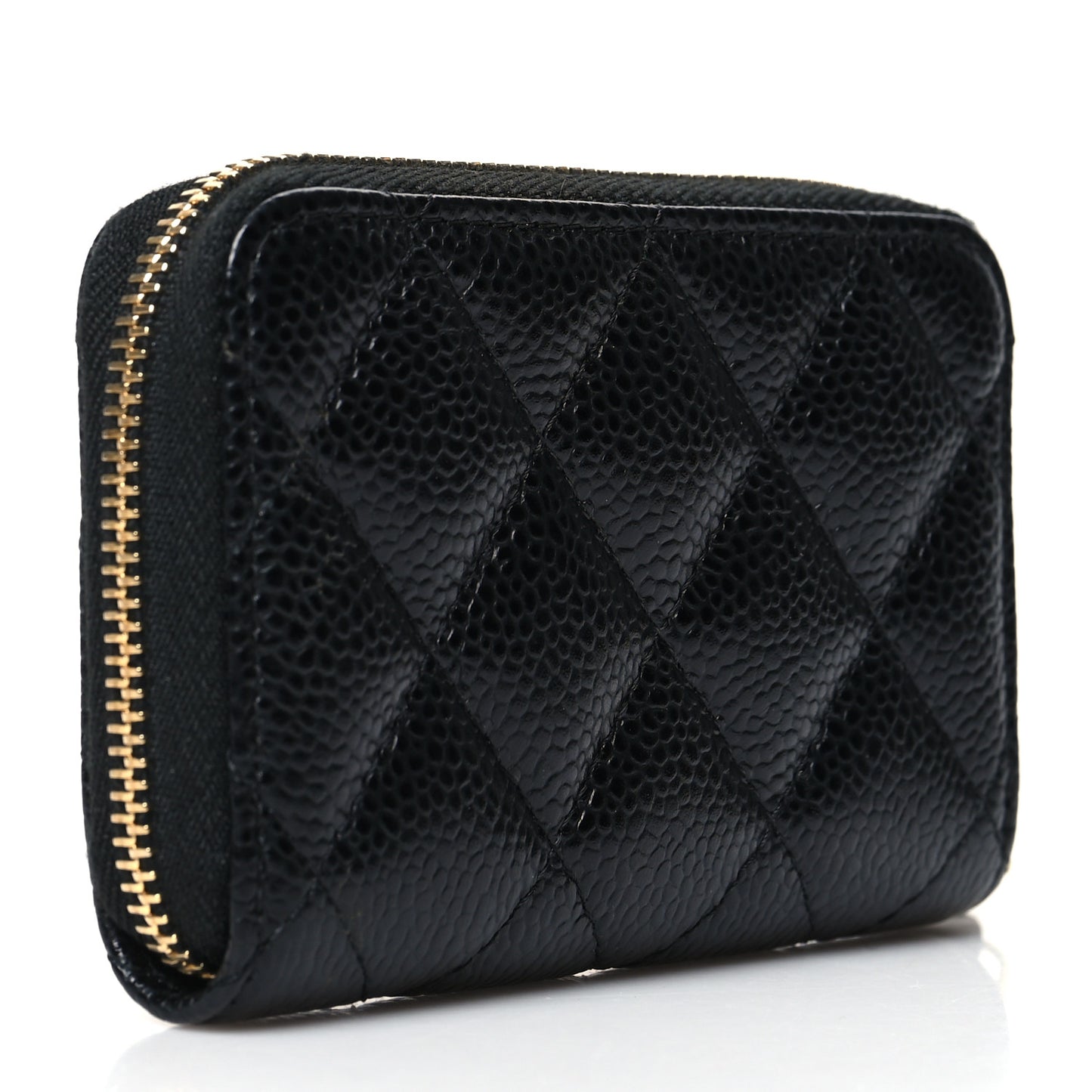Caviar Quilted Zip Coin Purse Black