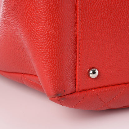 Chanel Caviar Quilted XL Grand Shopping Tote GST Red 8 of 10