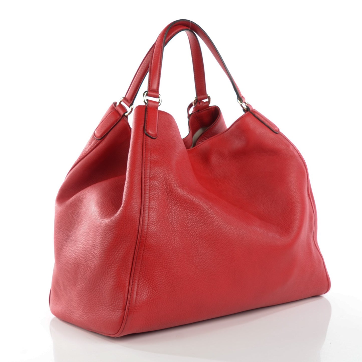 Pebbled Calfskin Large Soho Shoulder Bag Red