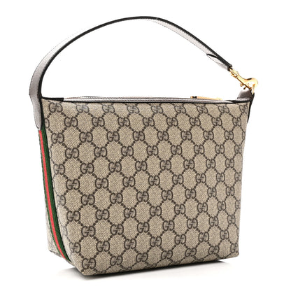 Gucci GG Supreme Monogram Textured Calfskin Web Super Mini Ophidia Shoulder Bag Beige Ebony New Acero 3 of 11