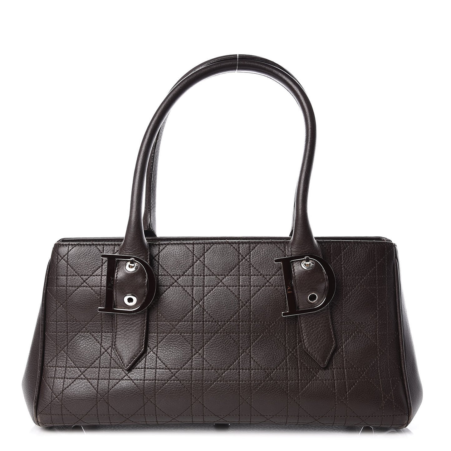 Calfskin Cannage Shoulder Bag Dark Brown