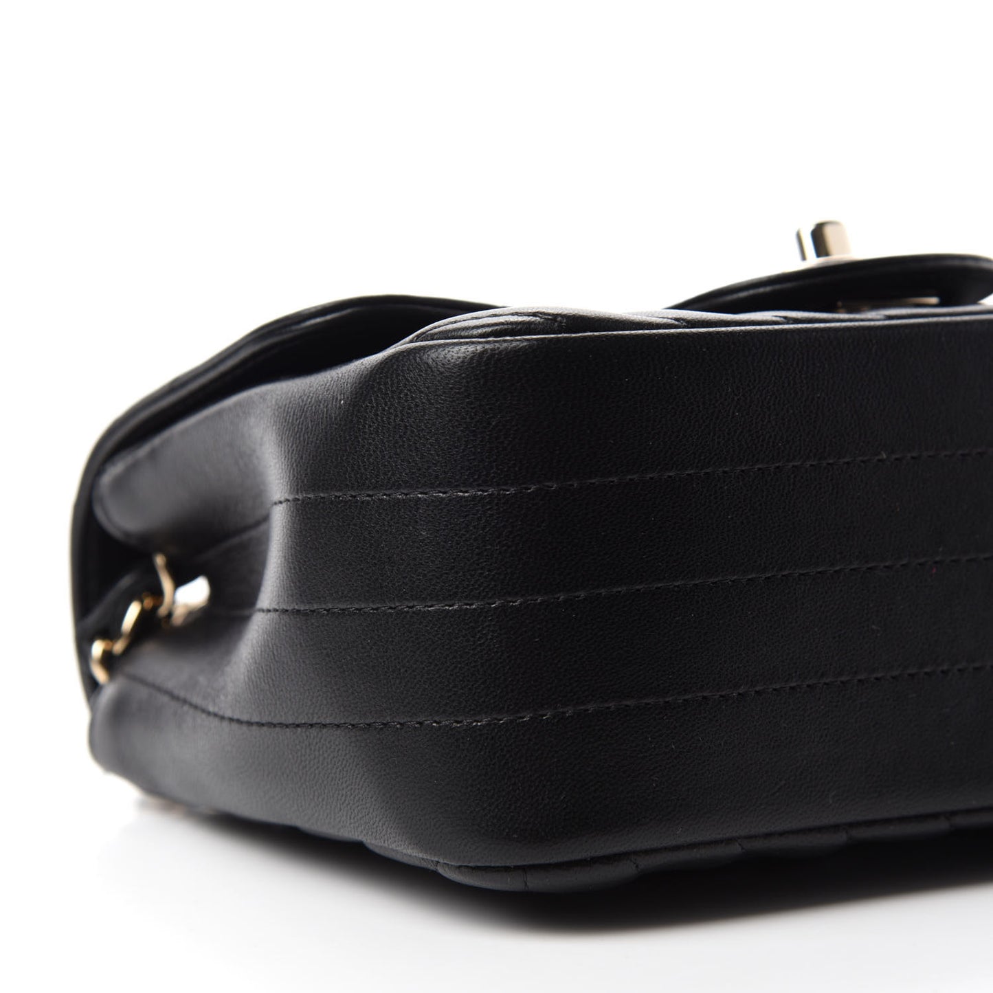 Lambskin Chevron Quilted Mini Square Flap Black