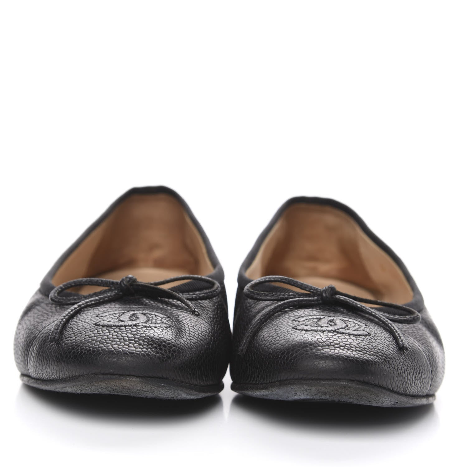 Chanel Caviar CC Cap Toe Ballerina Flats 36 Black 2 of 12