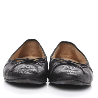Chanel Caviar CC Cap Toe Ballerina Flats 36 Black 2 of 12