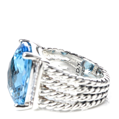David Yurman Sterling Silver Diamond Blue Topaz 16mm Wheaton Ring 51 5.75 5 of 5