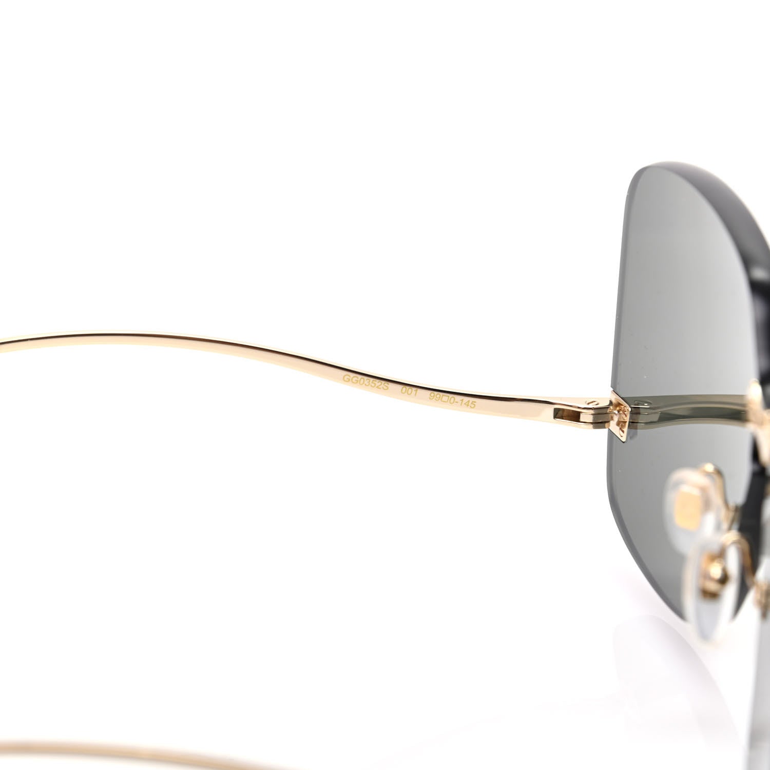 Gucci Metal Rimless Sunglasses GG0352S Gold 6 of 8