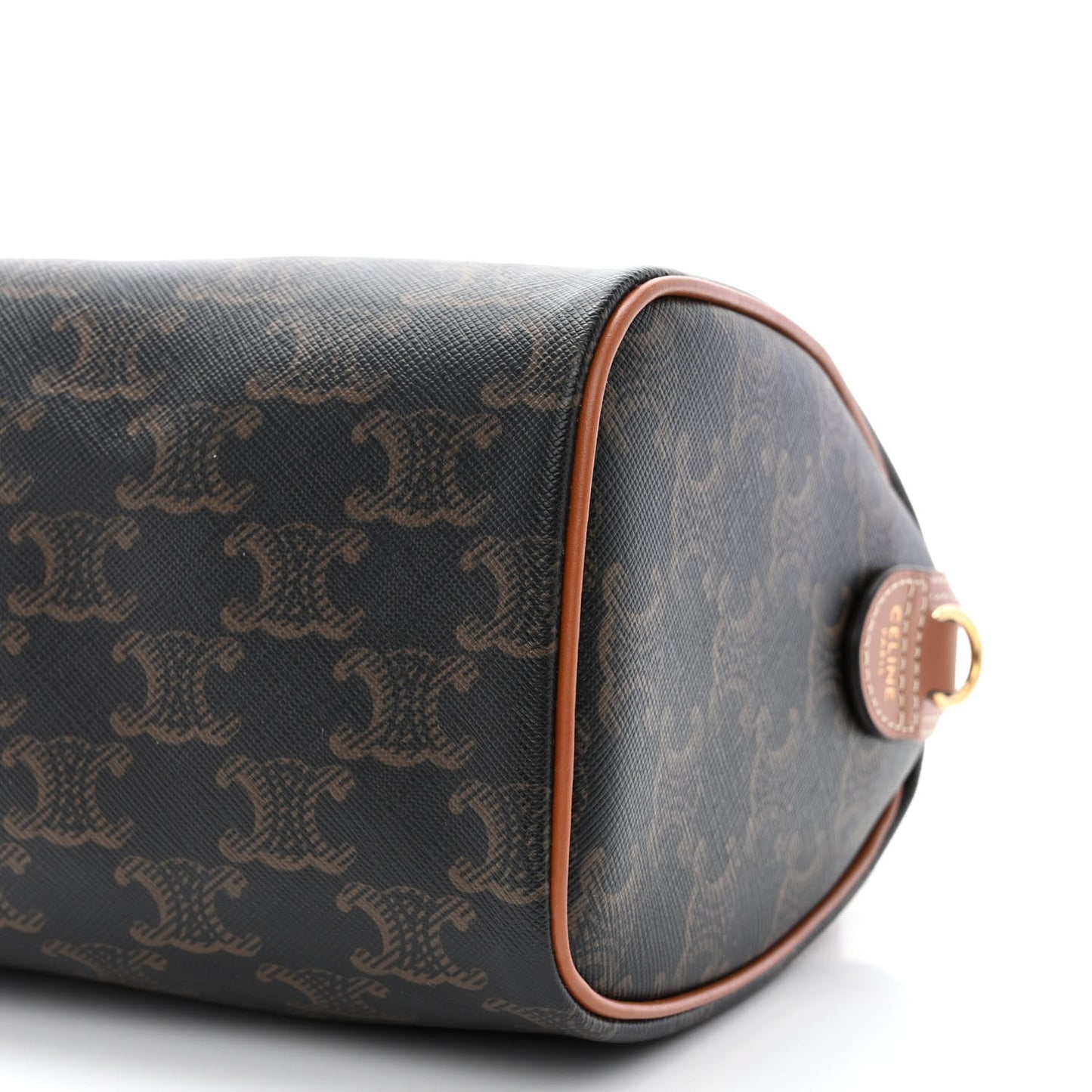 Triomphe Canvas Calfskin Small Boston Bag Tan
