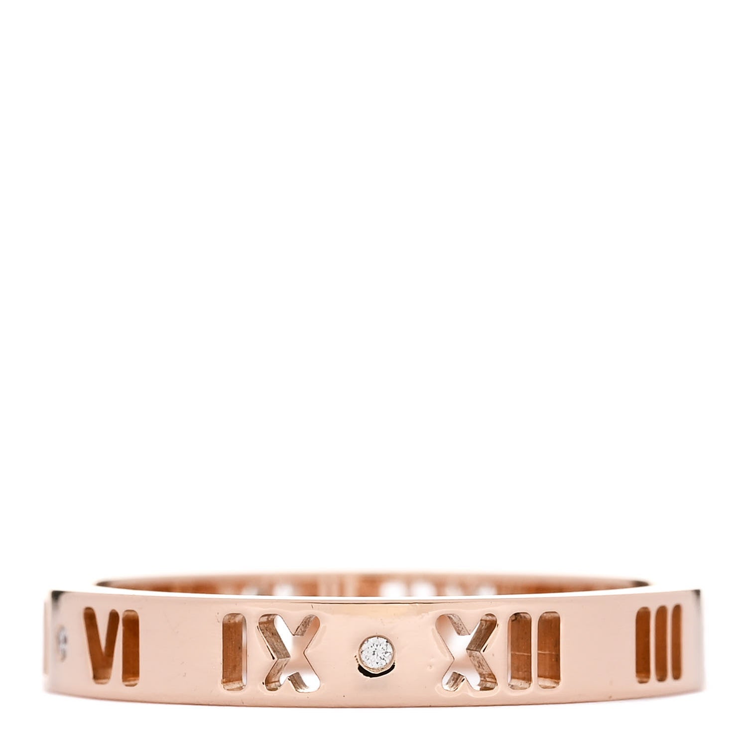 Tiffany 18K Rose Gold Diamond Narrow Atlas Pierced Ring 60 9.25 3 of 5