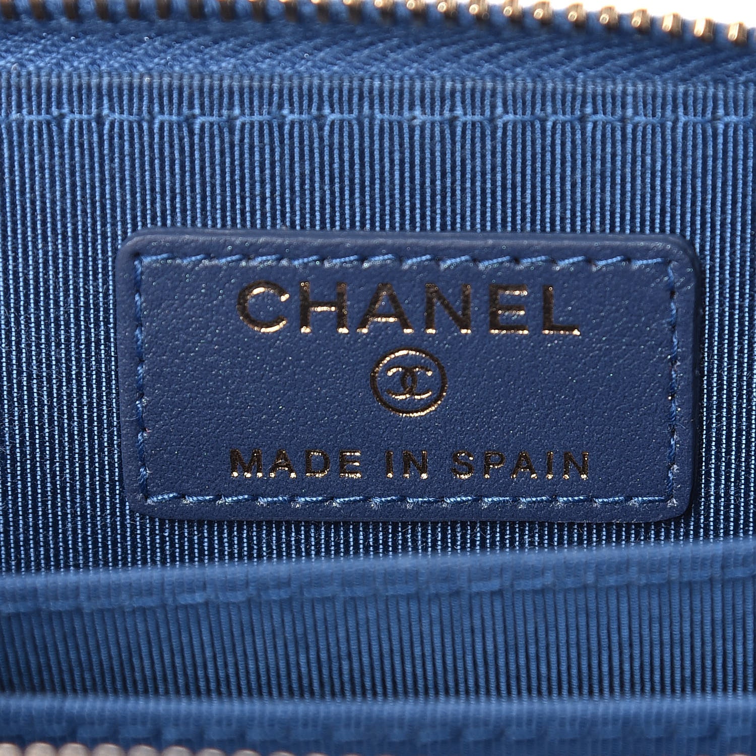 Chanel Metallic Caviar Quilted Zip Coin Purse Dark Blue 6 of 8