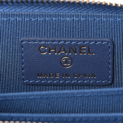 Chanel Metallic Caviar Quilted Zip Coin Purse Dark Blue 6 of 8