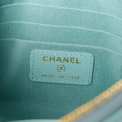 Chanel Caviar Quilted Cosmetic Case Light Blue 6 of 10