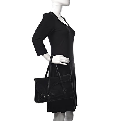 Christian Dior Glazed Calfskin Saddle Shopper Black 2 of 14