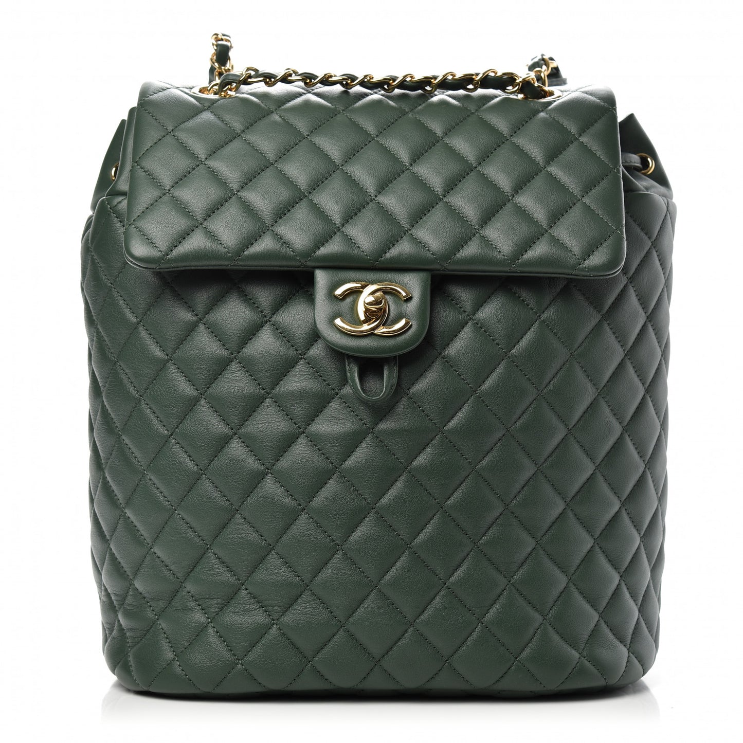 Calfskin Quilted Large Urban Spirit Backpack Dark Green