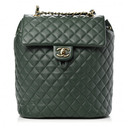 Chanel Calfskin Quilted Large Urban Spirit Backpack Dark Green 1 of 9