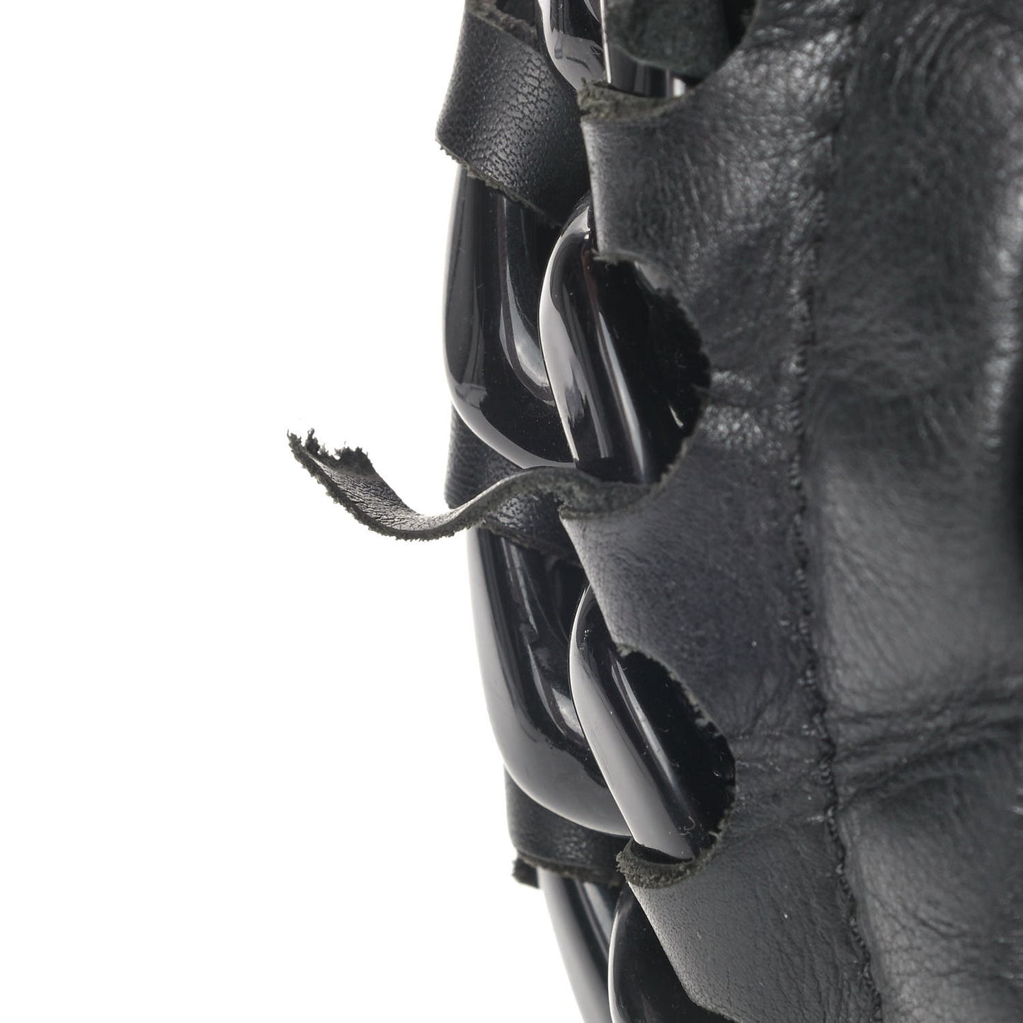 Calfskin Modern Chain Rhodoid Hobo Black