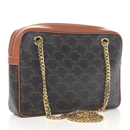 Celine Triomphe Canvas Calfskin Medium Patapans Tan 2 of 4