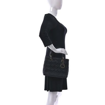 Christian Dior Coated Canvas Patent Cannage Medium Lady Dior Black 2 of 14