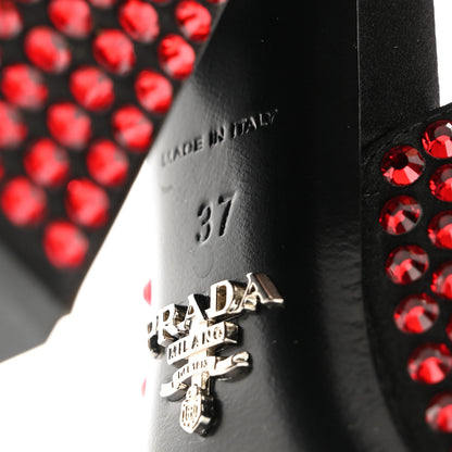Prada Satin Crystal Ankle Wrap 105mm Sandals 37 Rubino 7 of 12