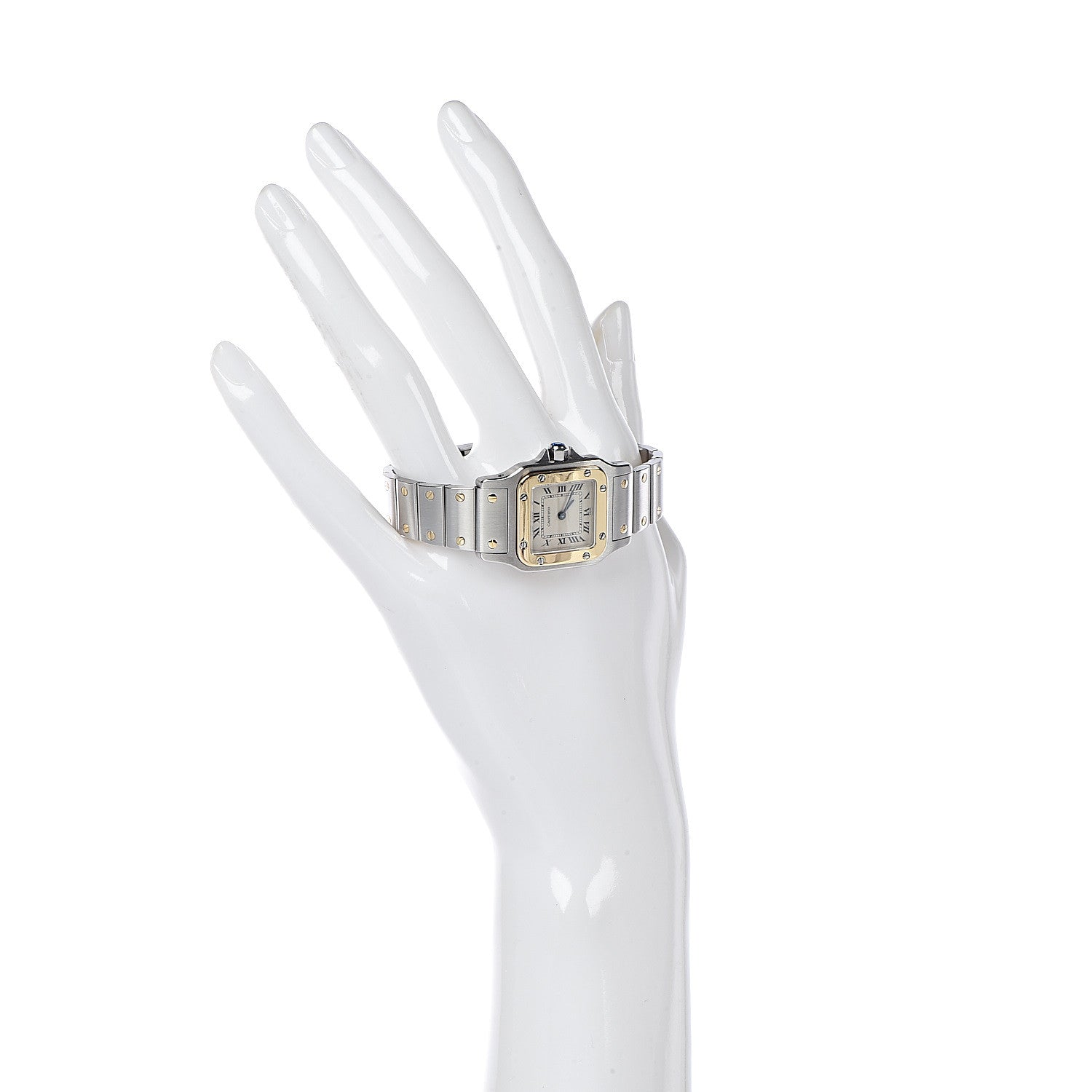 Cartier Stainless Steel 18K Yellow Gold 24mm Santos De Cartier Galbee Quartz Watch 2 of 7