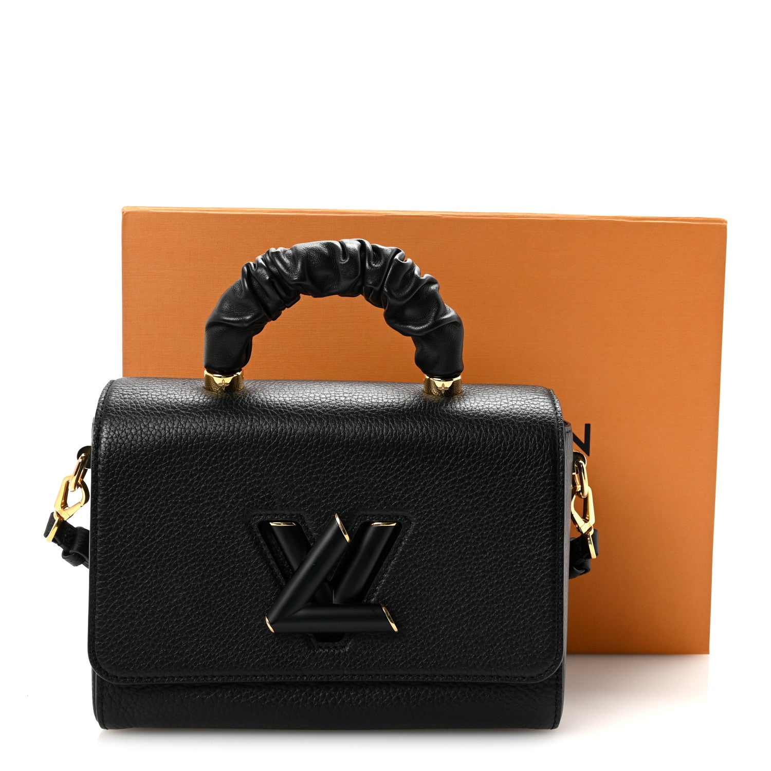 Louis Vuitton Taurillon Smooth Calfskin Scrunchie Twist One Handle MM Black 10 of 10