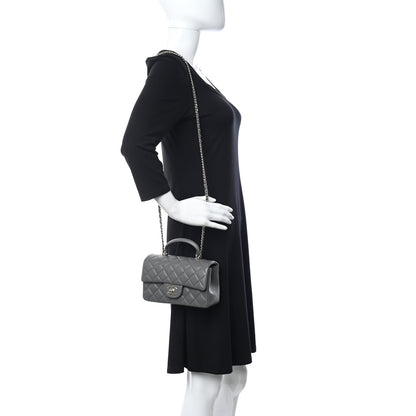Chanel Lambskin Quilted Mini Top Handle Rectangular Flap Dark Grey 2 of 11