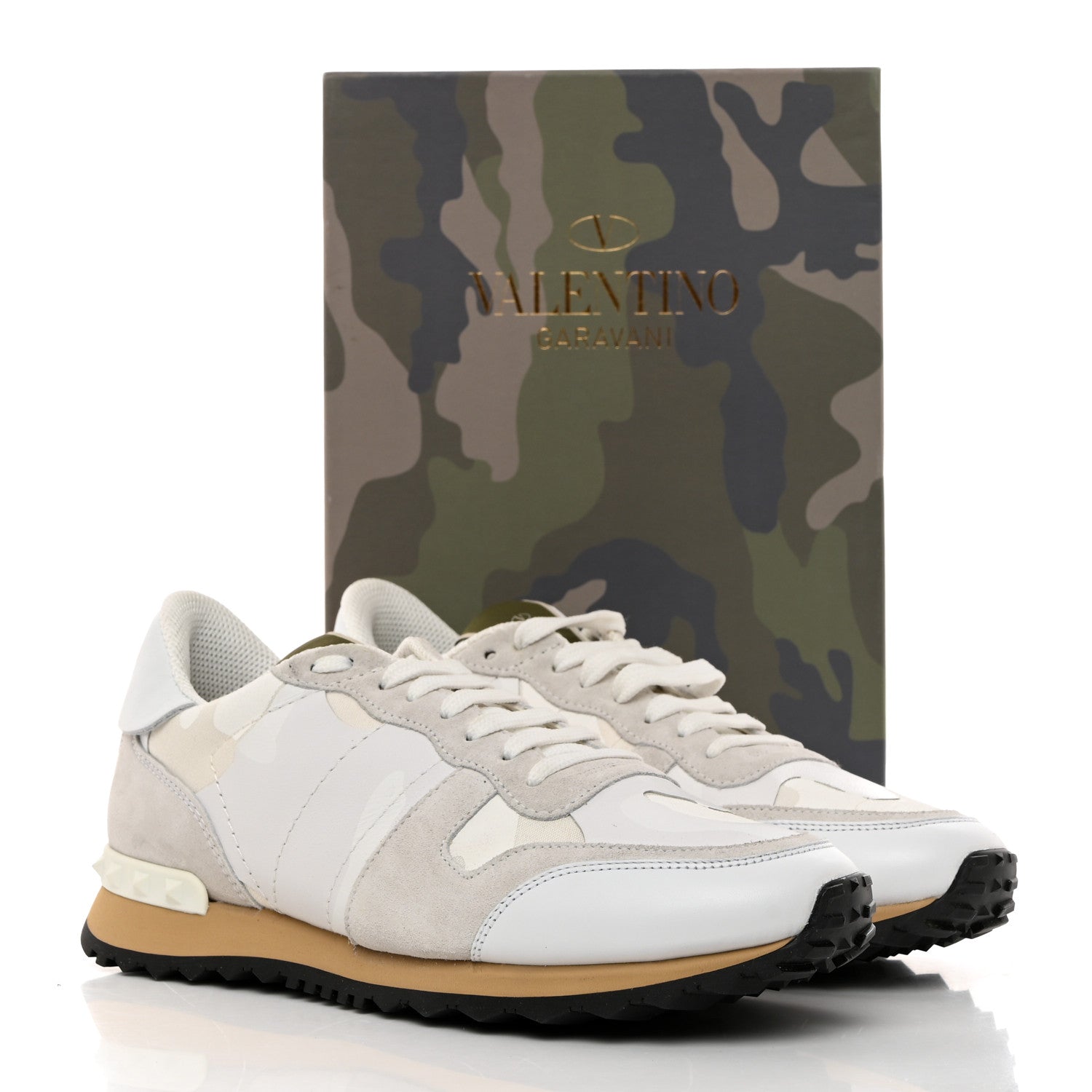 Valentino Garavani Suede Nylon Camouflage Womens Soul Rockstud Sneakers 40.5 Multicolor 9 of 9
