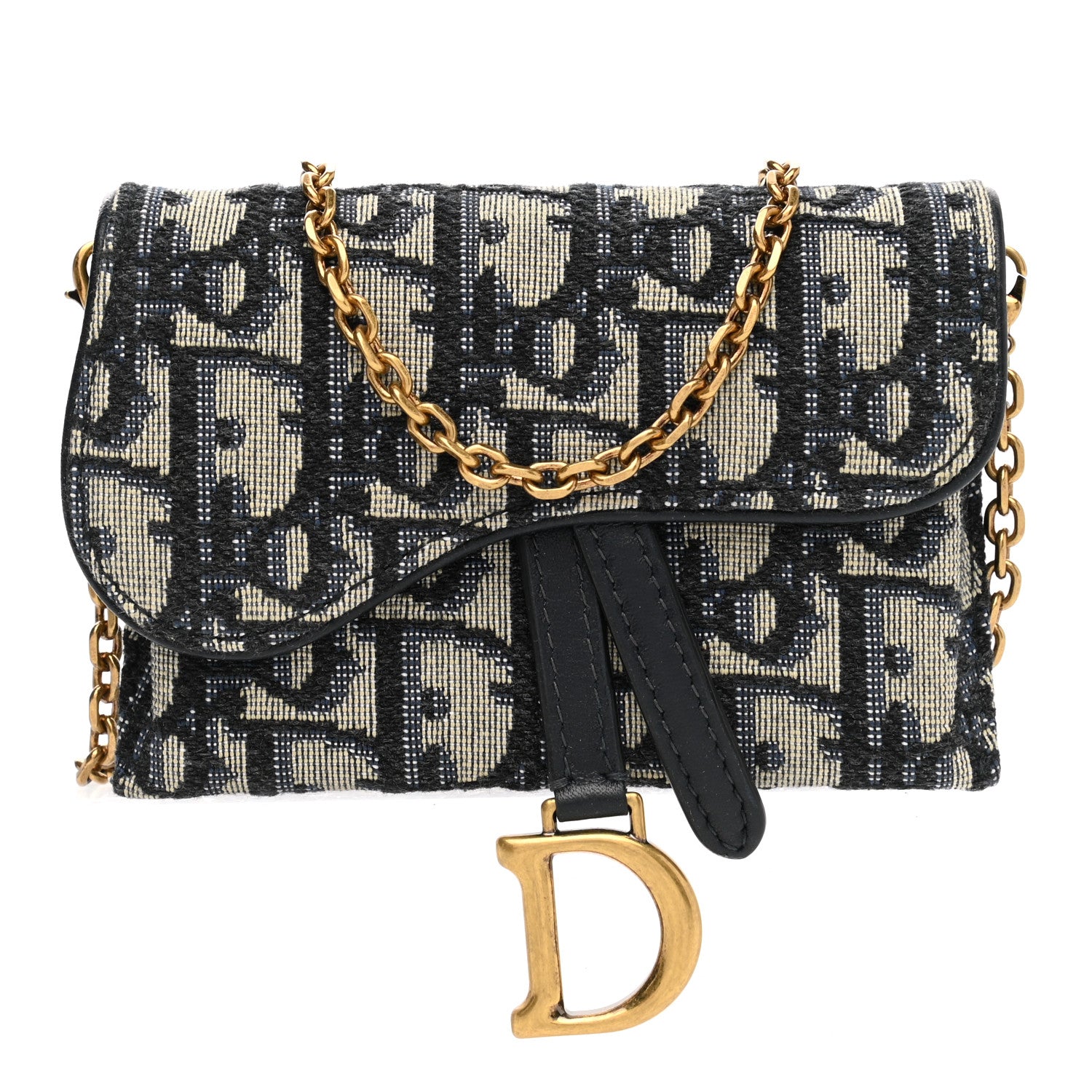 Christian Dior Oblique Nano Saddle Chain Pouch Blue 1 of 8