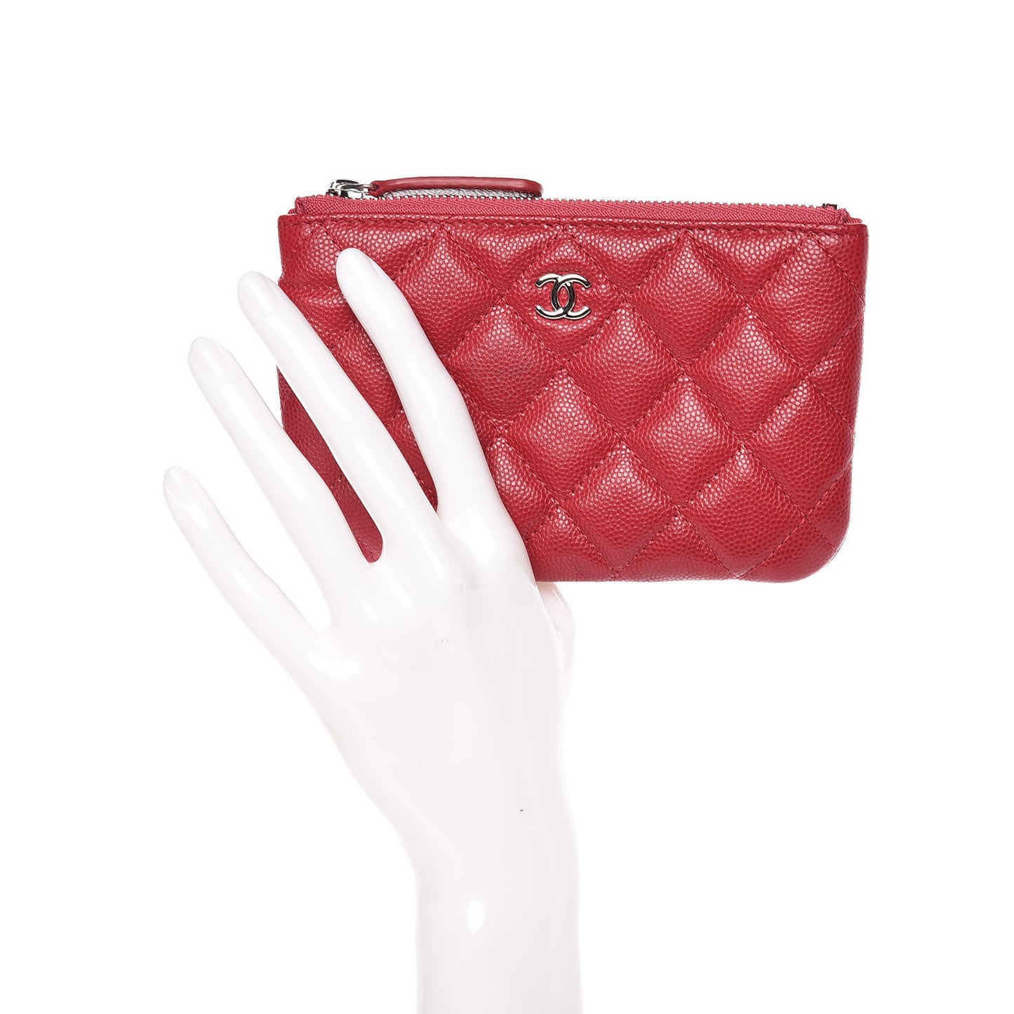 Caviar Quilted Small Cosmetic Case Pink