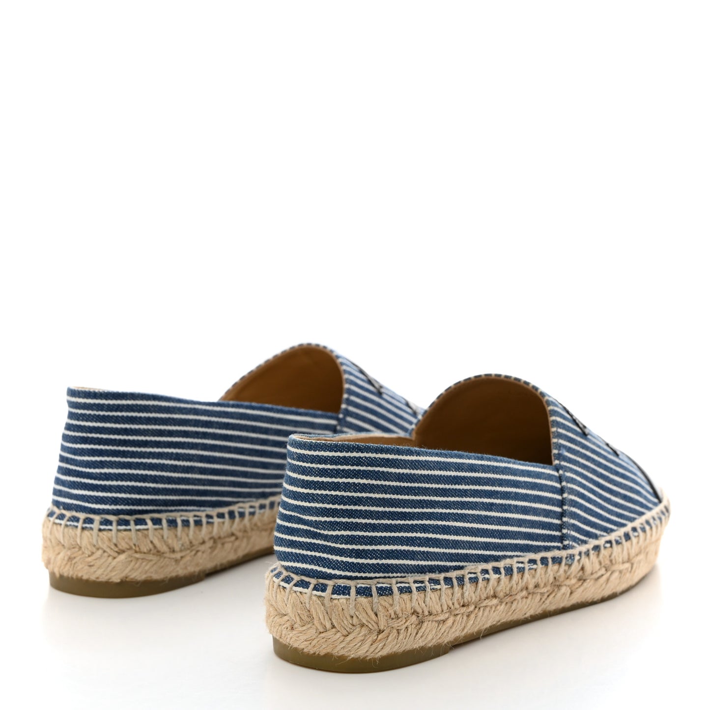 Canvas Striped Patent CC Espadrilles 36 Navy Black
