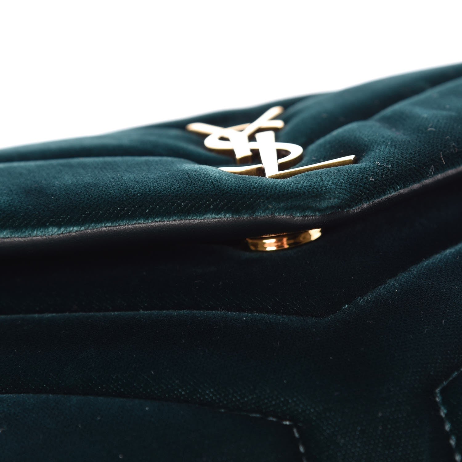 Saint Laurent Velvet Y Quilted Monogram Toy Loulou Chain Satchel Dark Ottanio 10 of 18