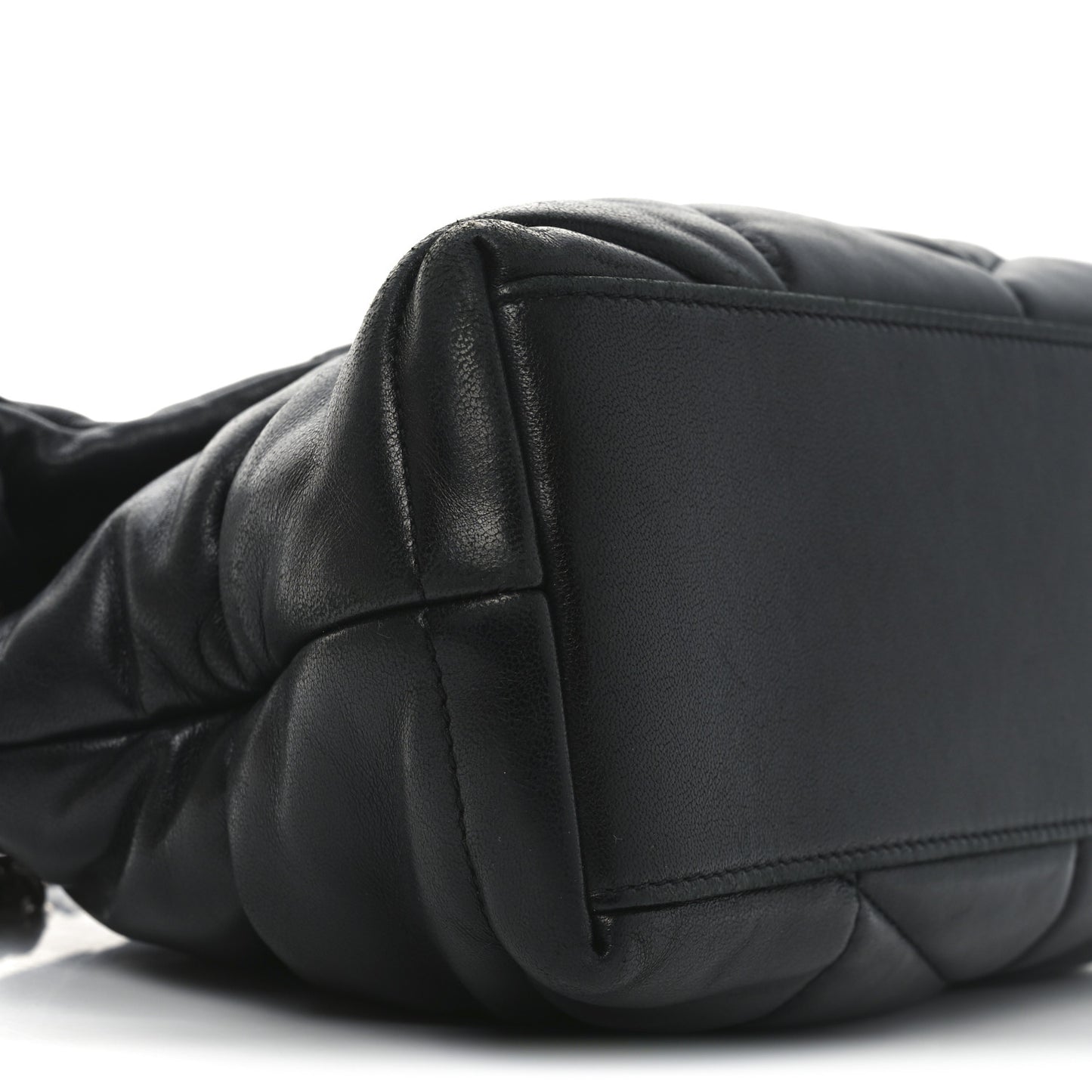 Lambskin Quilted Small Loulou Puffer Monogram Chain Satchel Black