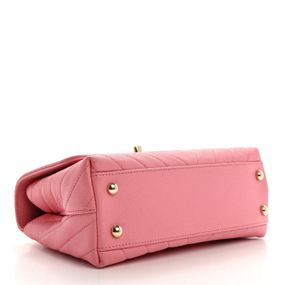Chanel Caviar Chevron Quilted Mini Coco Handle Flap Pink 4 of 10