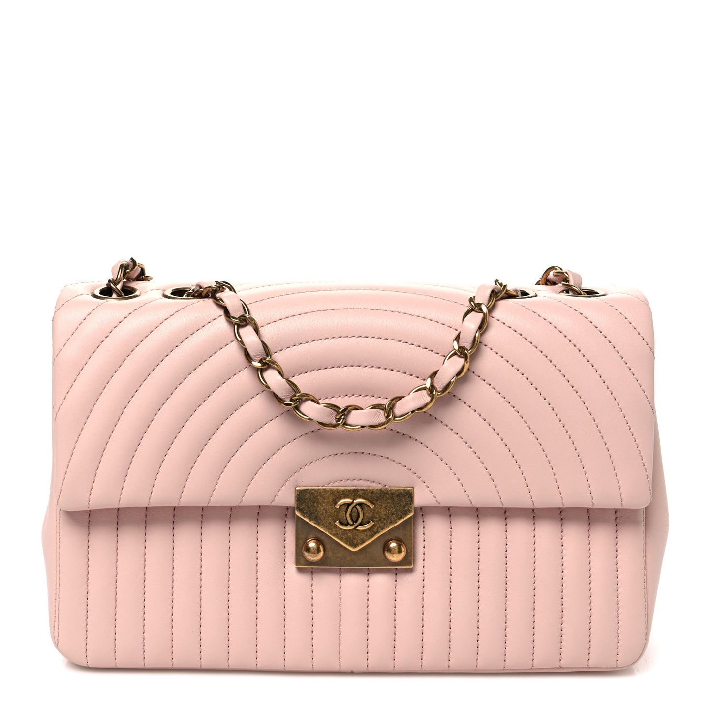 Lambskin Borse Romane Single Flap Light Pink