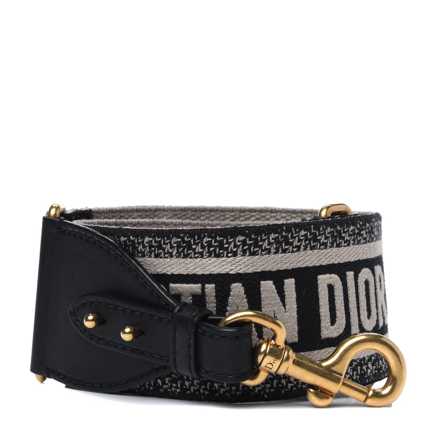 Christian Dior Canvas Embroidered Shoulder Strap Black 1 of 8