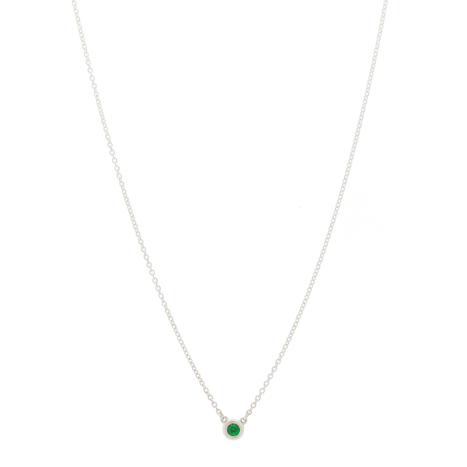 Tiffany Sterling Silver Tsavorite Garnet Elsa Peretti Color by the Yard Pendant Necklace 1 of 5