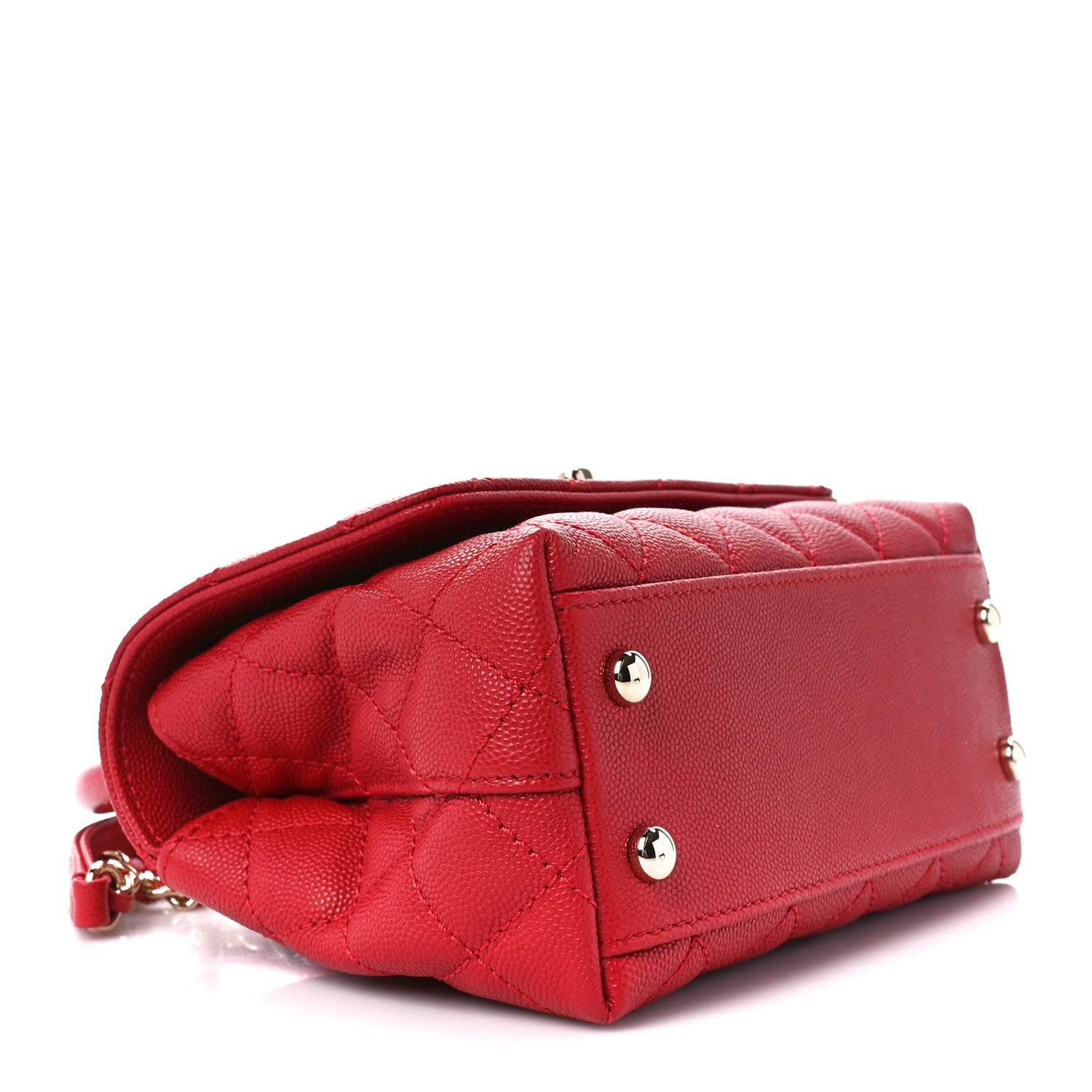 Chanel Caviar Quilted Lizard Embossed Extra Mini Coco Handle Flap Red 4 of 11