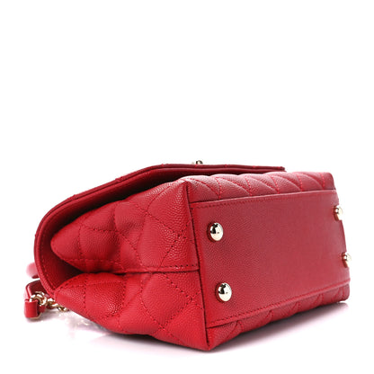 Chanel Caviar Quilted Lizard Embossed Extra Mini Coco Handle Flap Red 4 of 11