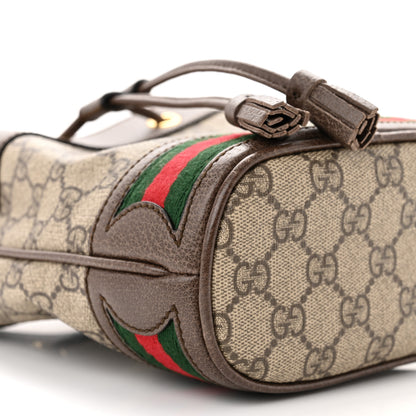 Gucci GG Supreme Monogram Web Mini Ophidia Bucket Bag Brown 9 of 10